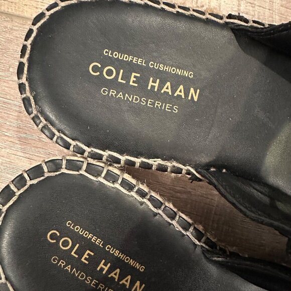 Cole Haan Grandseries Cloudfeel Cushioning Black Suede Espadrille Sandals 6.5 - Picture 5 of 11